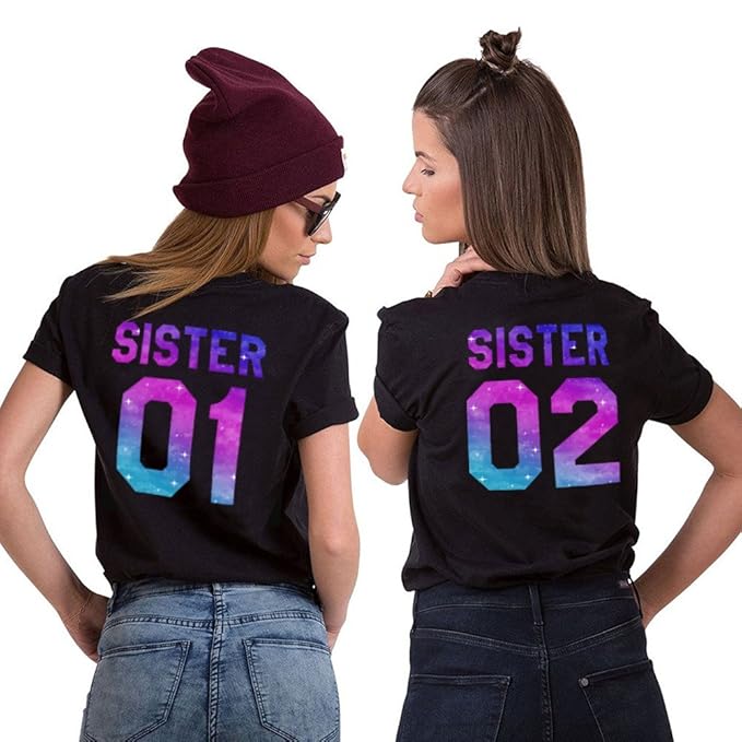 Best Friends T-Shirt für Zwei Damen Mädchen Shirts Beste Freundin Freunde BFF Freundschaft Geburtstagsgeschenk 2 Stücke Somme