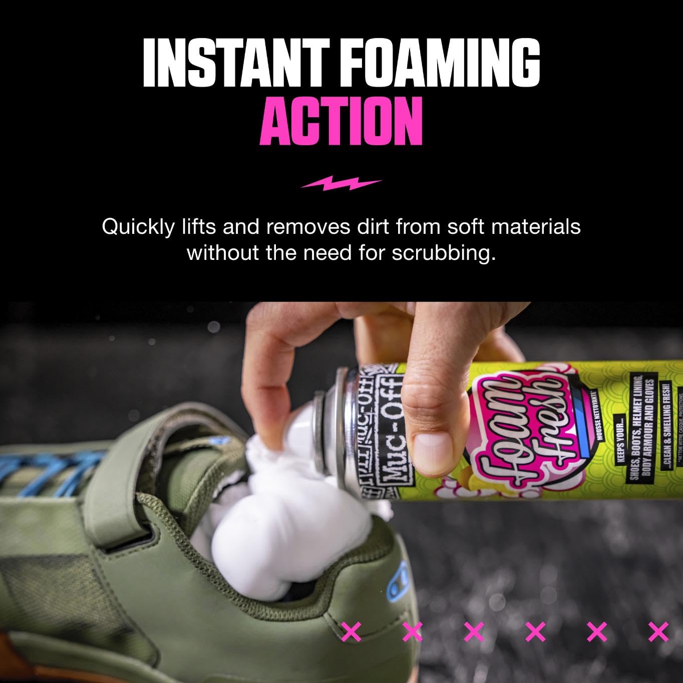 Muc-Off Foam Fresh-Schaum, 400 ml - Schäumendes Sofort Reinigungsmittel mit Zitrusduft – Geeignet für Motorradhelm Futter, Motorradhandschuhe und –stiefel, als Polsterreiniger 3