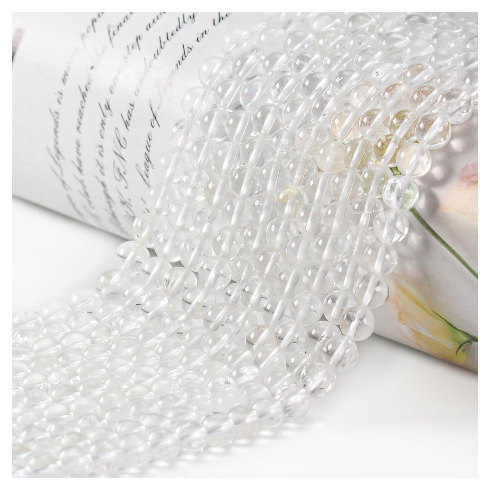 Ouubuuy 4mm Round Clear Crystal Beads, 85pcs for Jewelry Making — image 1