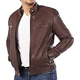 Jild Signature Diamond Style Lambskin Leather Jacket Men - Premium Leather Café Racer Vintage Look Motorcycle Jacket Men