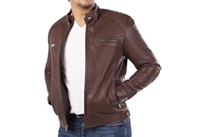 Jild Signature Diamond Style Lambskin Leather Jacket Men - Premium Leather Café Racer Vintage Look Motorcycle Jacket Men