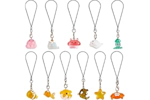 BEEFLYING 11Pcs Resin Ocean Animal Phone Strap Charms Pendants Decoration Kawaii Cell Phone Bag Charms