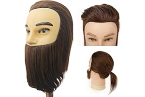 YIIFIULYN Mannequin Head Human Hair, Brown Hair, Barber Mannequin Head Male, Mannequin Head with Stand