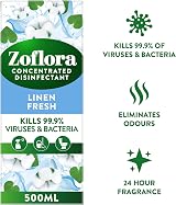 Zoflora Linen Fresh All Purpose Disinfectant 6 x 500ml (3L) Antibacterial view 2