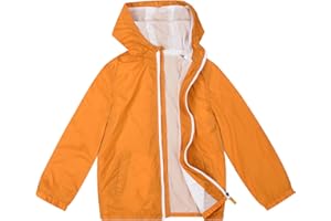 JOYSON Kid Boys Rain Jackets Lightweight Water-resistant Windbreaker Breathable Outerwear Raincoat with Hood