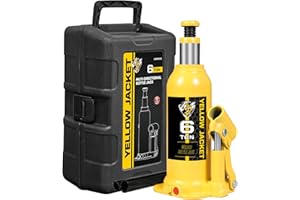 YELLOW JACKET Bottle Jack 6 Ton Muti-Directional Welded Car Jack with Carrying Case and Pump Handle, Fit Use for Automotive Sedans, Yellow