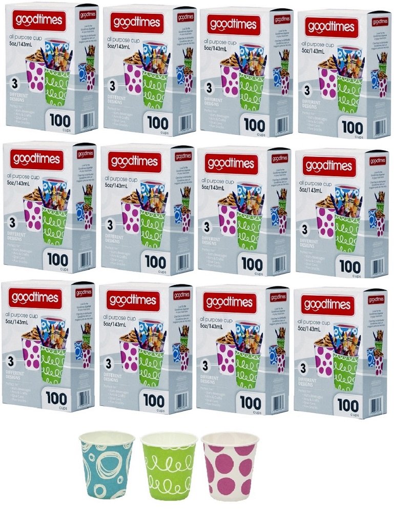 Goodtimes 5oz. All-Purpose Bathroom/Kitchen Paper Cold Cups,100ct-Assorted Designs (12)