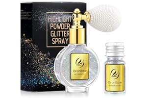 Oranllow Silver Body Glitter Spray - Holographic Shimmer Spray Powder Sparkle for Hair and Body, Face, Clothes, Nail Art Crafts Design, Halloween and Easter Festival Makeup