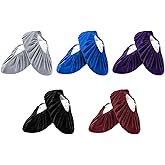 Non Slip Shoe Covers for Indoors, 5 Pairs Reusable Washable Cloth Shoe Covers for Home &amp; Bowling, One Size Fits Most Men Women (Multicolor)
