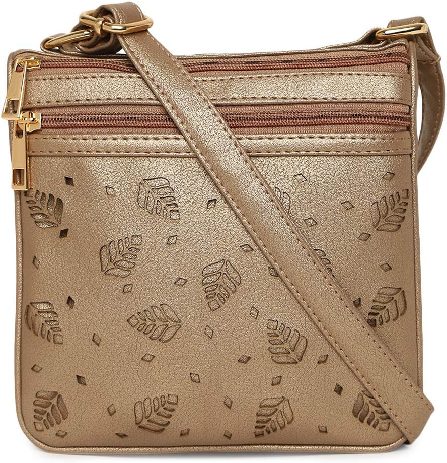 Kleio Laser Cut 3 Compartment Sling Cross Body Side Bag for Girls/Women