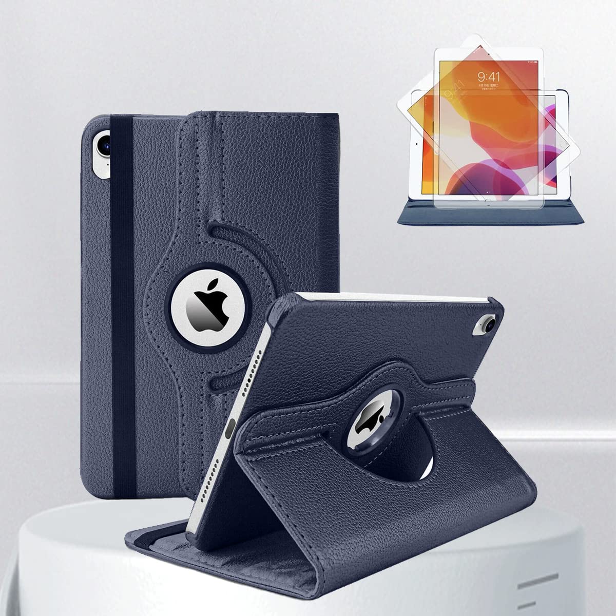 Gocob iPad 10.2 Case - 360 Degree Rotating Stand Protective Cover with Auto Sleep Wake for iPad 10.2 7th 8th 9th Gen 2019/2020/2021 Model (Navy blue)