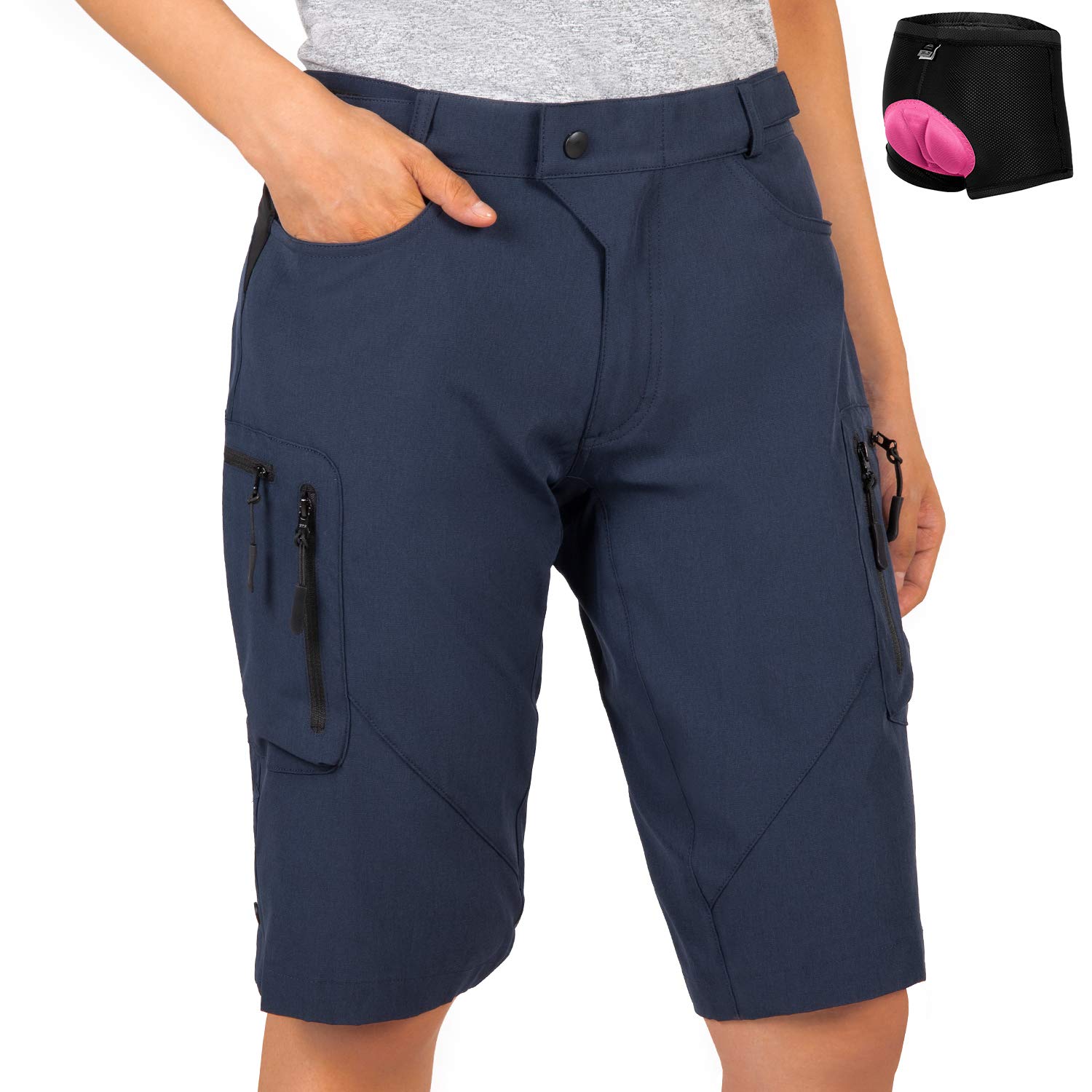 Cycorld Women's-Mountain-Bike-Shorts-MTB-Short, Cycling Padded Biking Shorts with Pocket