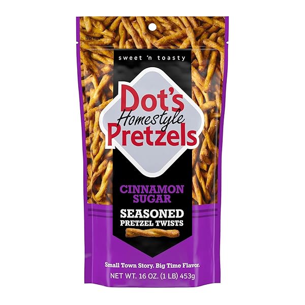 DOT’S PRETZELS CINNAMON SUGAR SEASONED PRETZEL TWIST SNACK,...