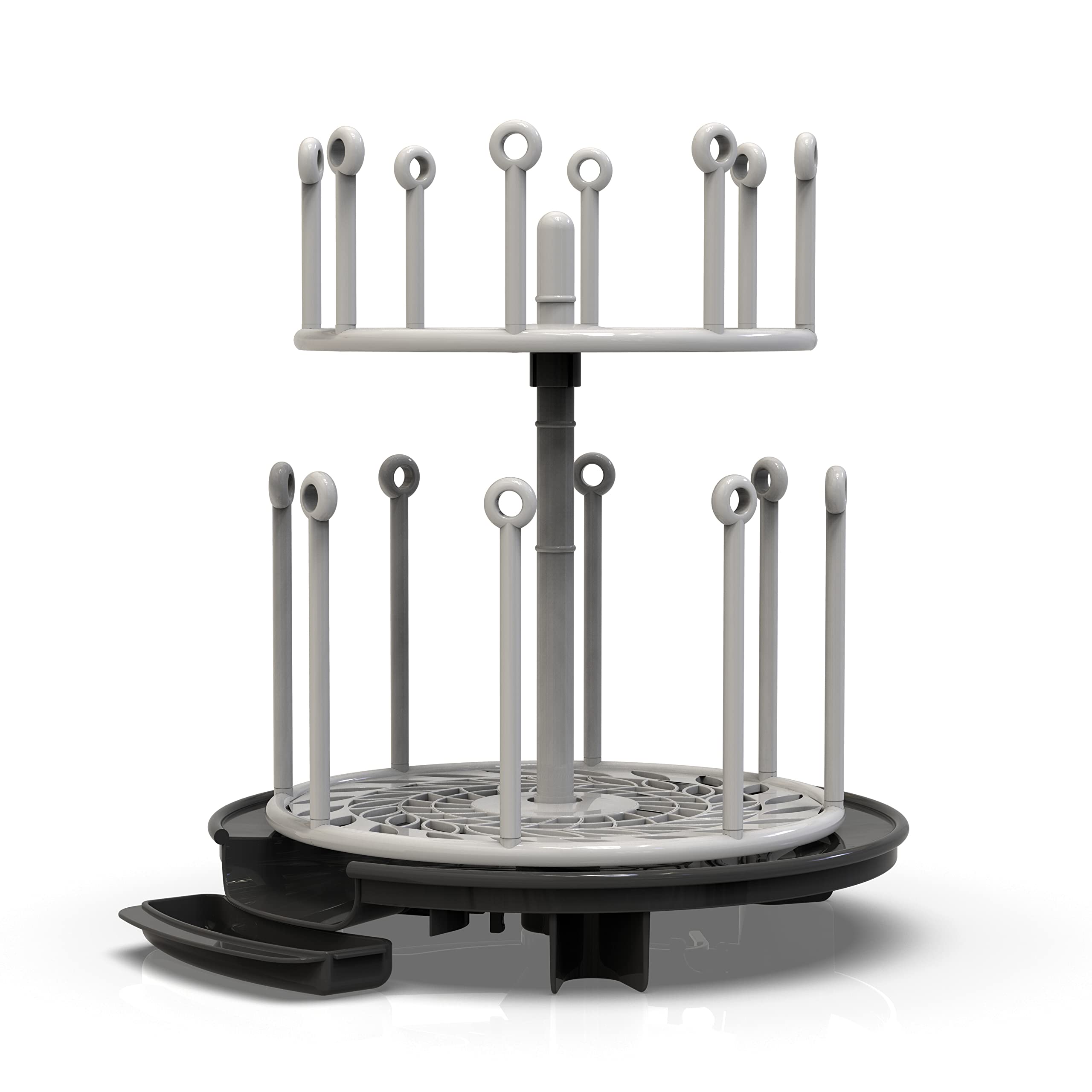 Photo 1 of **INCOMPLETE** The First Years Spin Stack Bottle Drying Rack - Black - 2-Tier Rotating Countertop Drying Rack for Up to 16 Bottles - Baby Essentials for Everyday Use