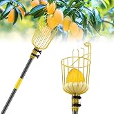 Lilyvane Fruit Picker, 66 Inch Long Heavy Duty Fruit Picker Tool with Fruit Basket, Adjustable Splicing Extension Fruit Picker Pole Fruit Picking Grabber
