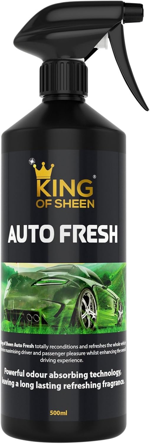 King of Sheen Interior Car Cleaning Kit - Auto Fresh 500ml, Vinyl Shine 500ml and Glass Sparkle 500ml, Professional Glass Microfibre Cloth and Mini Detailing Duster - Image 5