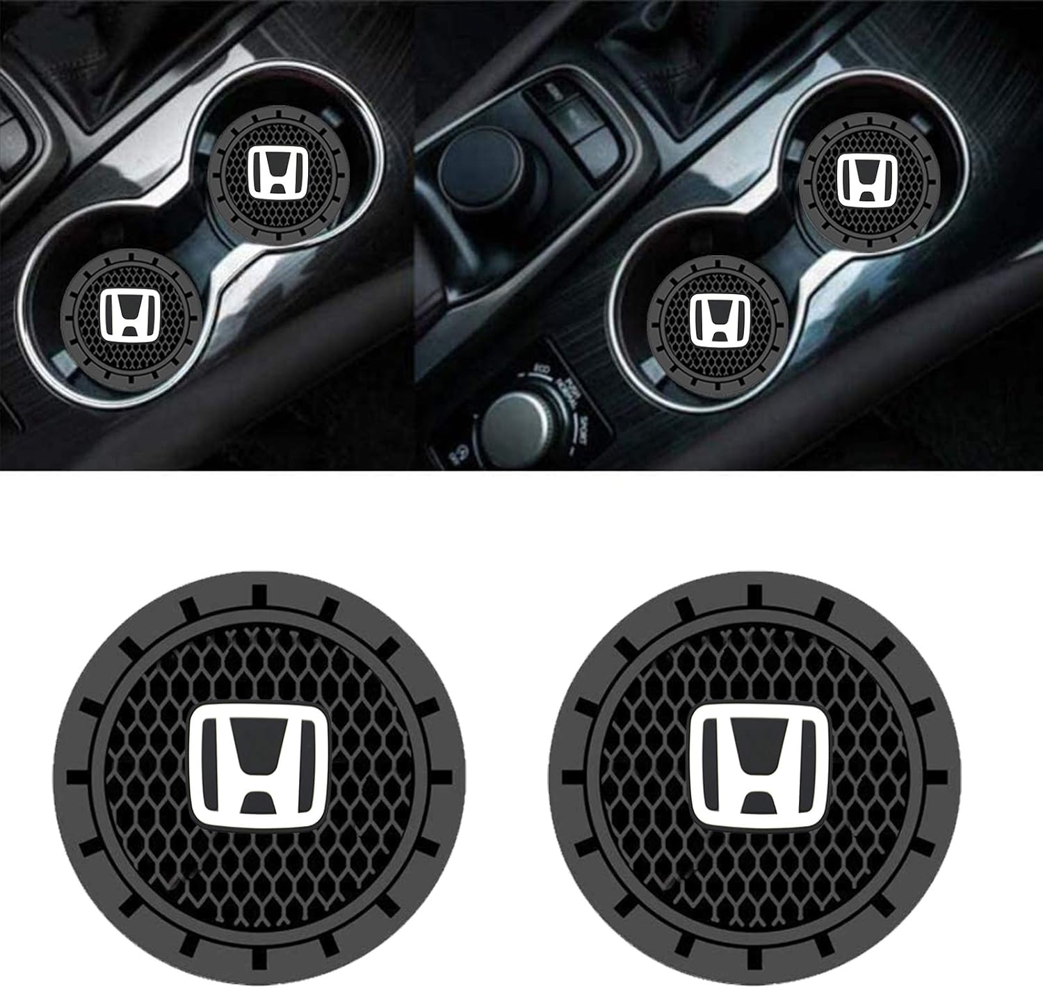HAIGEZS 2 Pcs 2.75 Inch Car Logo Vehicle Auto Cup Holder Insert Coaster for Honda CR-V CRV Pilot EX EX-L Touring Premium Series,Silicone Anti Slip Cup Mat,Business Gift