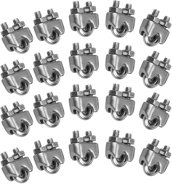 20 Pieces M3 Stainless Steel Wire Rope Cable Clip Clamp 1/8" Wire Rope Cable Clip