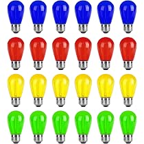 BRIMAX - S14 Colored LED Bulbs Plastic For Christmas Outdoor String Lights Replacement, Shatterproof, E26 Base Multi Color Red/Orange/Blue/Green/Yellow, Halloween Decorative Bulb - 15pack, LED Bulbs - Canada