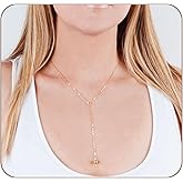 Tooliks Long Lariat Necklace for Women – Delicate Y Necklace, Gold Filled or Sterling Silver, 17” -19"