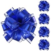Tim&Lin 5 PCS Pull Bows 7 inches Large Gift Bows Blue Gift Wrap Bows Party Gift Ribbon Bows for Gift Baskets Wrapping Boxes or Flower Decorations