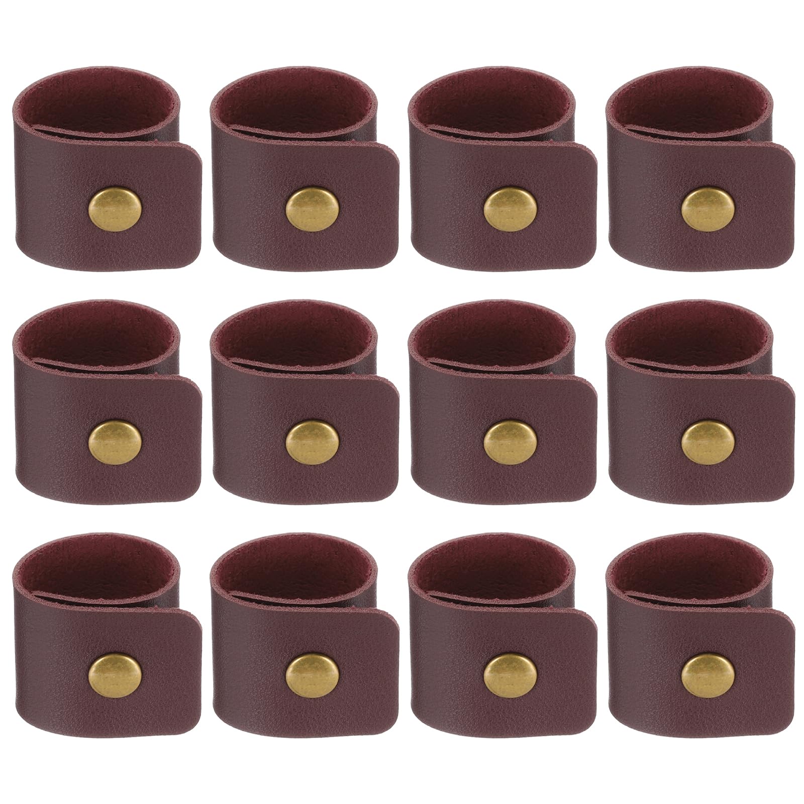 PATIKIL Napkin Rings, 12 Pcs Leather Napkin Rings Rustic Holder for Table Decor Thanksgiving Farmhouse Wedding Fall Banquets Dinner Party Ornaments Classic, Dark Red