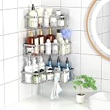 Menbyci 3 Pack Corner Shower Caddy with Adhesive Hooks, Rustproof 304 Stainless view 9