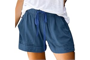 SDOHIG Shorts for Women Trendy Going Out Summer Pants Casual Drawstring Gym Short Pants with Pockets Comfy Baggy Beach Shorts
