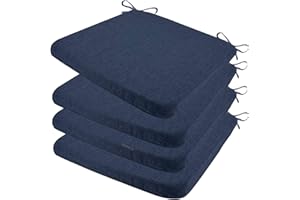 Waterproof Chair Cushion Outdoor Square Seat Cushions Pads High Density Foam Set of 2/4 - Removable Resistant Chair Pads with