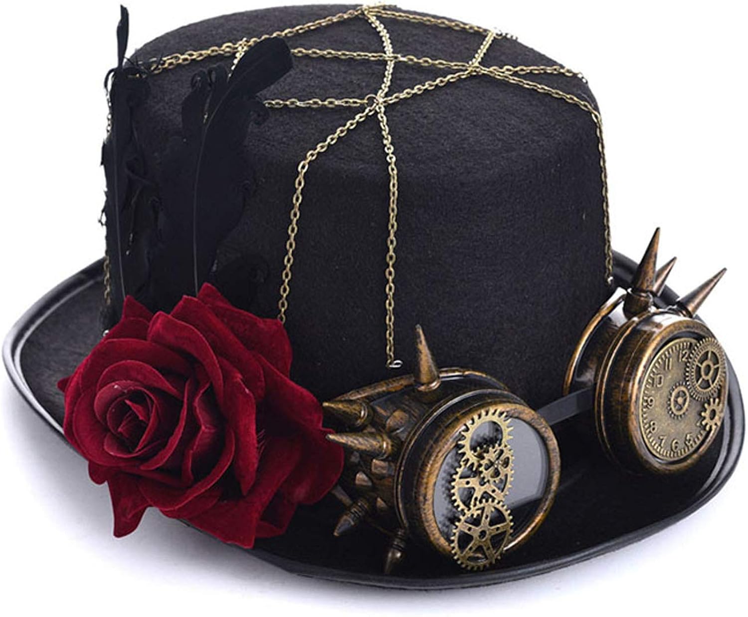 Charmian Unisex Steampunk Top Hat Goggles Gears Chain Deluxe Costume Accessory: Clothing