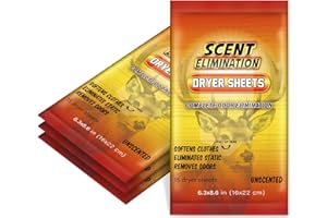 Wovnet 4 Pack 60 Pieces Scent Elimination Dryer Sheets Scent Free Dryer Sheets for Hunting Hunters Fabric Softener for Fabrics Deer Clothes Hunting Accessories