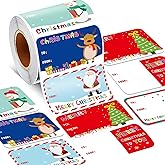 300PCS Christmas Gift Tags Stickers, Self-Adhesive Christmas Name Tags for Gifts Wrappings Christmas Gift Labels Stickers for Presents Boxes Bags Envelopes Holiday Decoration