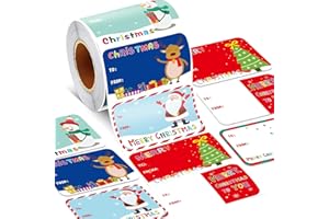 DUJAA 300PCS Christmas Gift Tags Stickers, Self-Adhesive Christmas Name Tags for Gifts Wrappings Christmas Gift Labels Stickers for Presents Boxes Bags Envelopes Holiday Decoration
