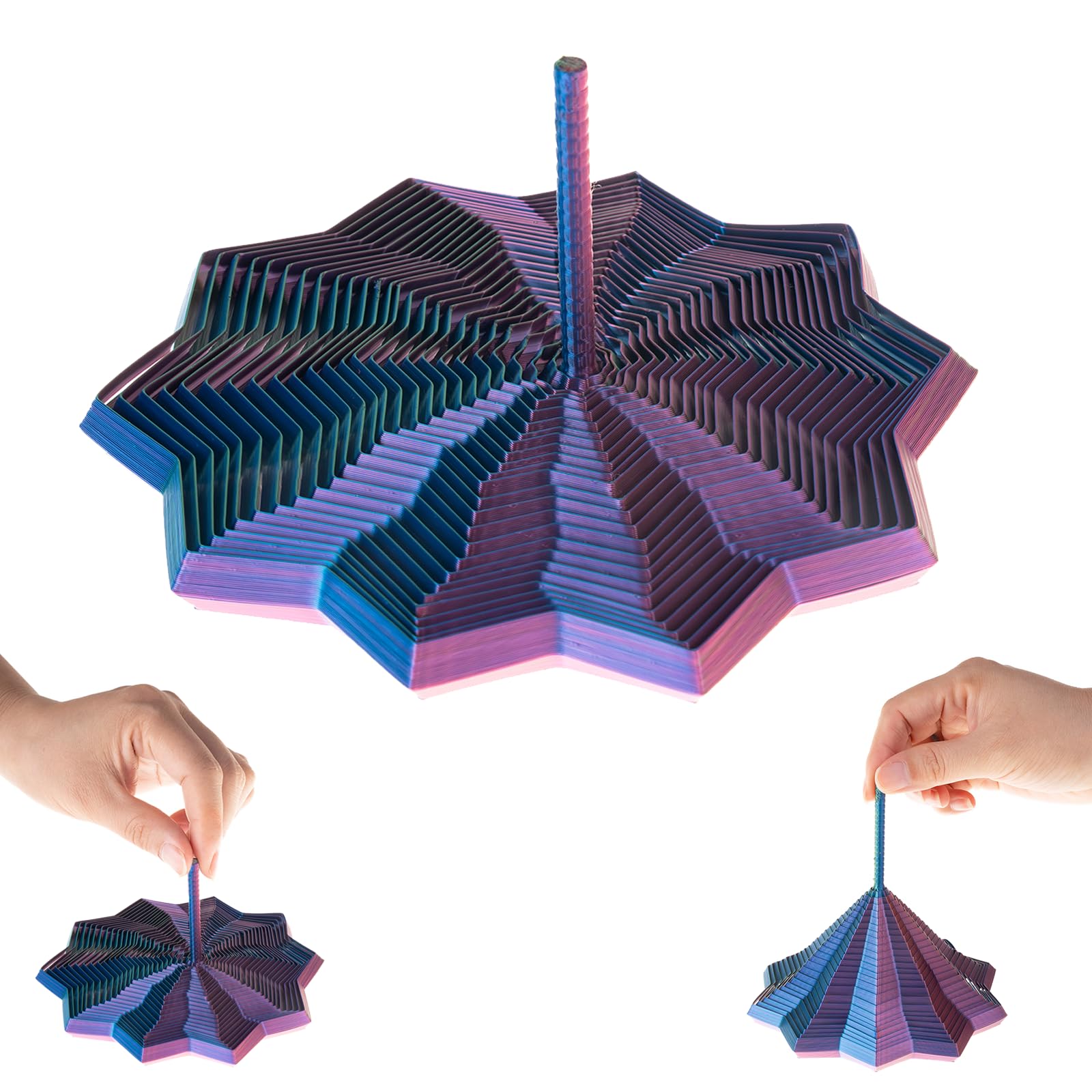 Photo 1 of 3D Printed Expanded Sensory Fidget Star with Handles Colorful Fractal Fidget Hexagon Whirling Spiral Star Shaped Toys for Stress Relief