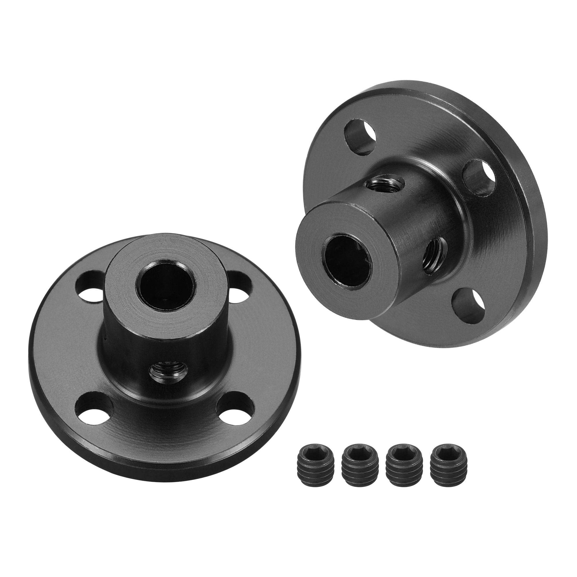 sourcing map 4mm Inner Dia H13xD10 Rigid Flange Coupling Motor Guide Shaft Coupler Motor Connector for DIY Parts Black 2pcs
