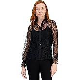 Anne Klein Women's Long Sleeve Button Front Blouse W Combo