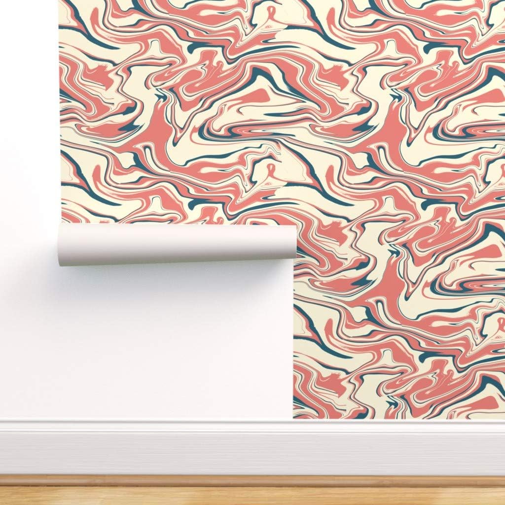 Spoonflower Peel and Stick Removable Wallpaper, Marbled Abstract Print