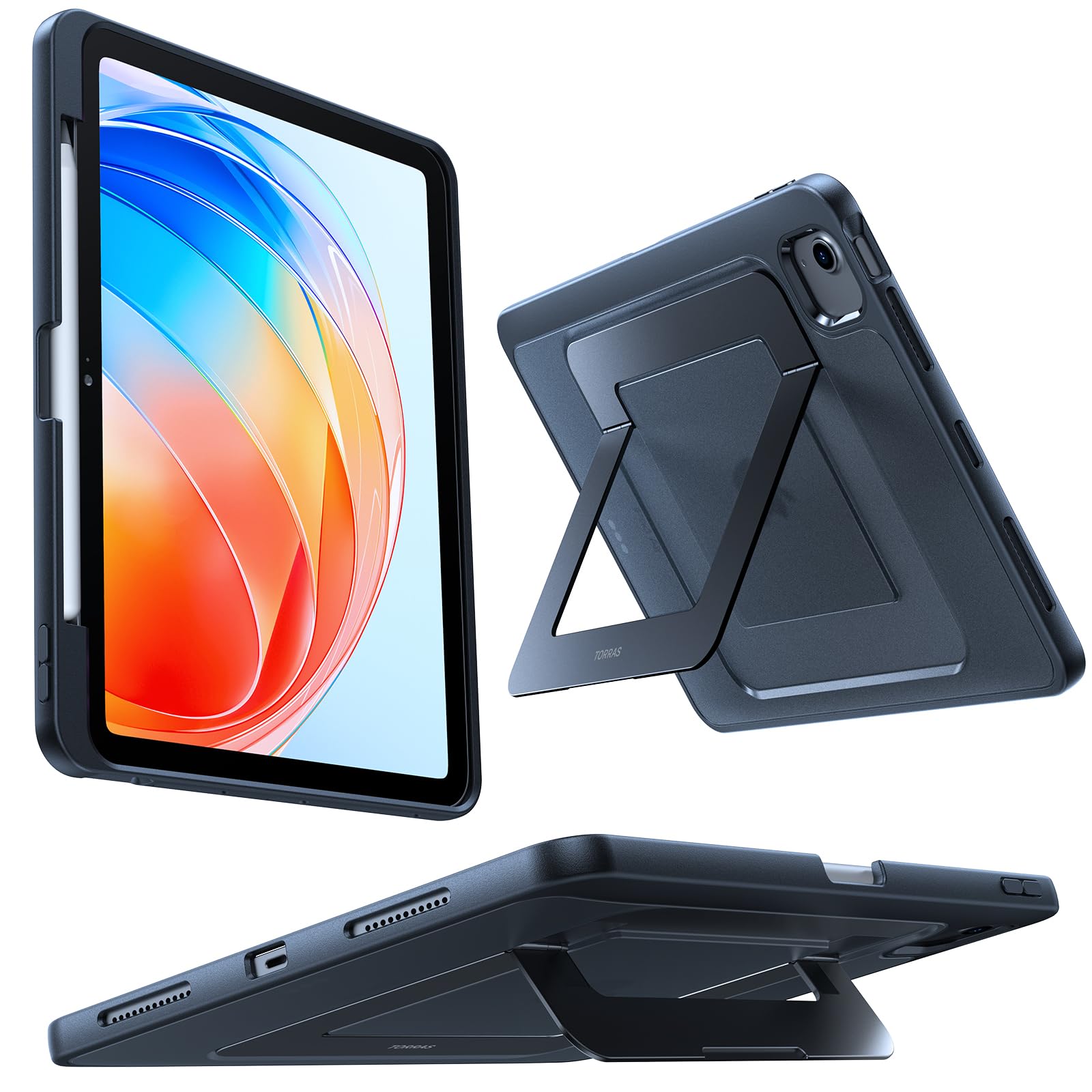 Photo 1 of TORRAS for iPad Air 11 inch Case (M3 2025, M2 2024), iPad Air 5th, 4th Generation Case, Ultra Stable Stand, Multiple Adjustable Viewing Angles, Protective Kickstand Cover with Pencil Holder, Black