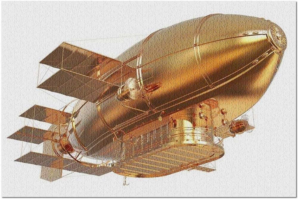 Amazon Co Jp Hdゴールデンファンタジー飛行船ゼッペリン飛行船気球3dイラストが白で分離 大人用プレミアム1000ピースジグソーパズル 19x27 おもちゃ