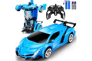 CHRIDARK Remote Control Car Toys - Transforming RC Cars for Kids & Boys Toys - One Button Transformation and 360 Degree Rotating Drifting - Gifts for Boys and Girls (Blue)