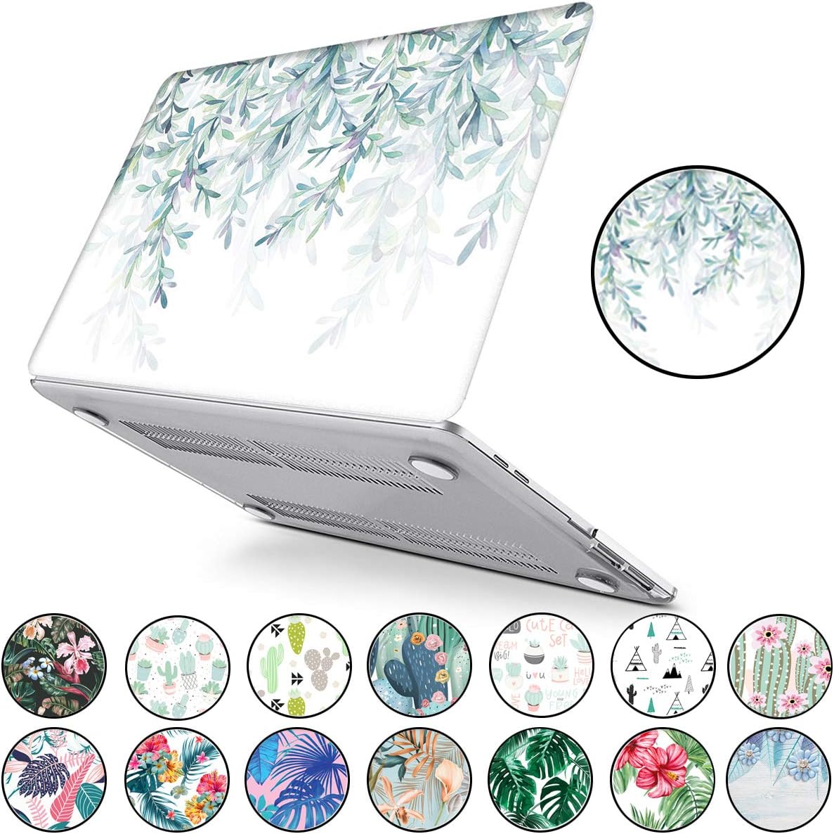 PapyHall Tropical Palm Leaves Printing Hard Plastic Cover for MacBook Pro 13 Inch with Retian Display 2012-2015 Version, No CD-ROM Model: A1502/A1425 White Willow Leaf