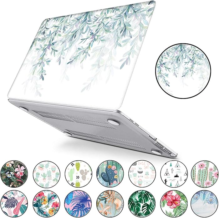 PapyHall Tropical Palm Leaves Printing Hard Plastic Cover for MacBook Pro 13 Inch with Retian Display 2012-2015 Version, No CD-ROM Model: A1502/A1425 White Willow Leaf