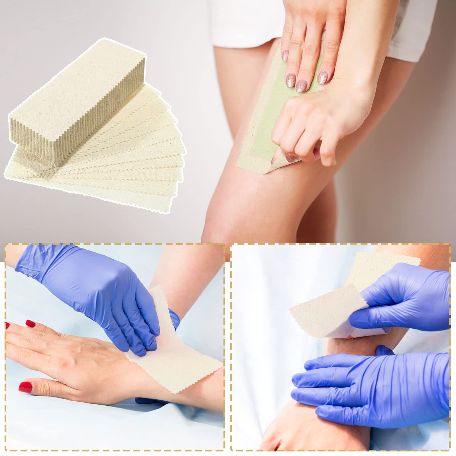 Loopeer 300 Pcs Natural Muslin Epilating Face Wax Strips Hair Removal Eyebrow Precut Body Facial Cotton Wax Cloth Strip for Women Men(4 x 1.5 Inch)