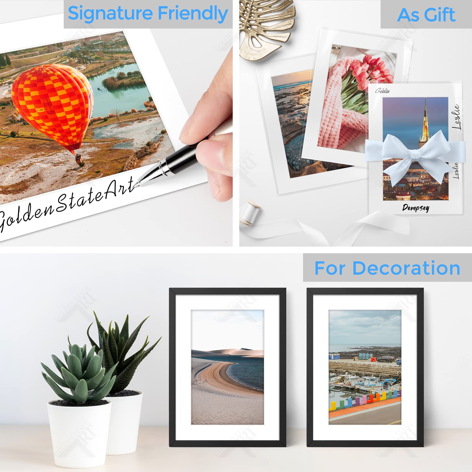 Golden State Art, Acid Free, Pack of 10 5x7 White Picture Mats Mattes with White Core Bevel Cut for 4x6 Photo + Backing + Bags