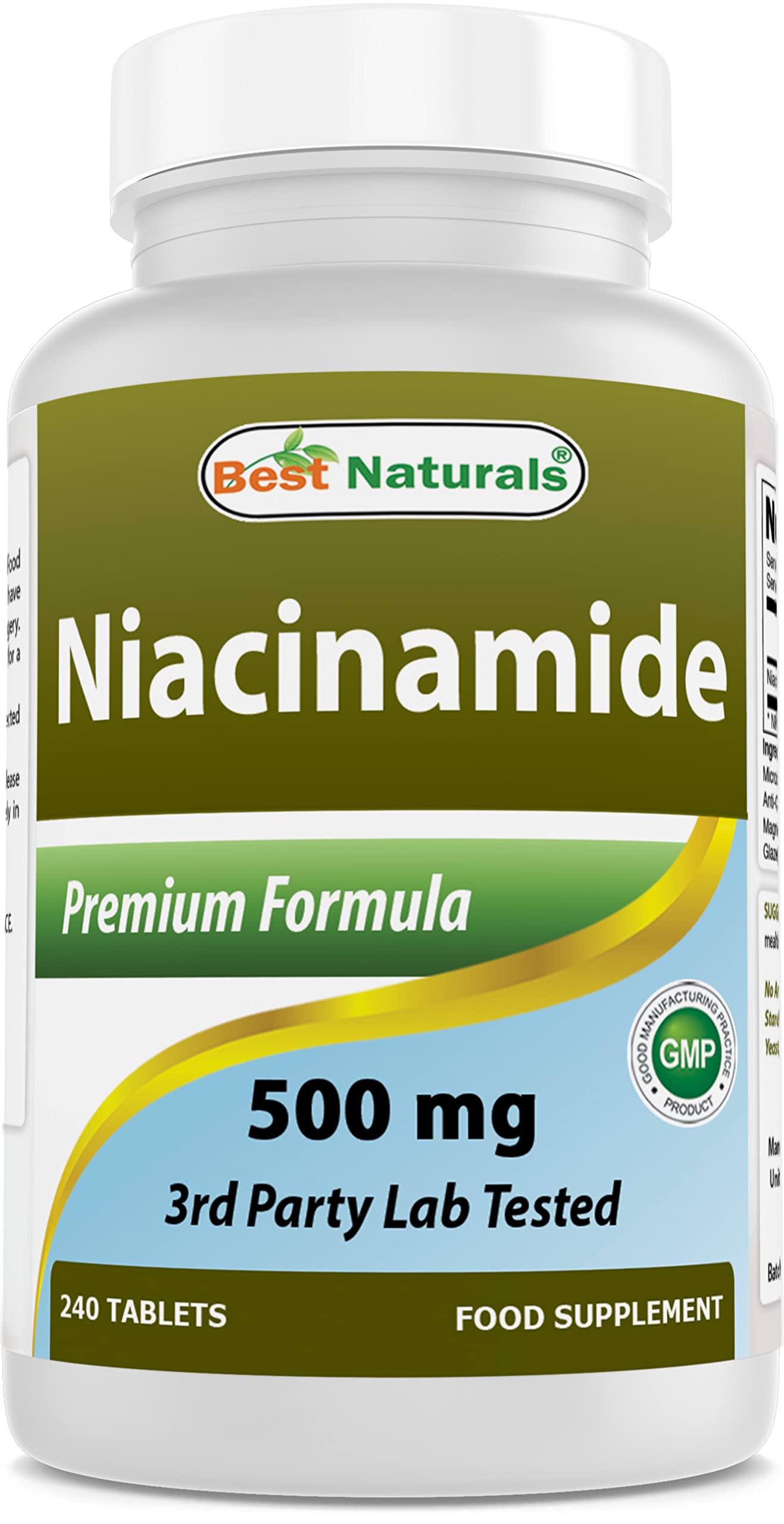 Best Naturals Niacinamide 500mg 240 Tablets (Suitable for Vegetarian) - Non-Flushing Form of Niacin (Vitamin B3)… (240 Count (Pack of 1))