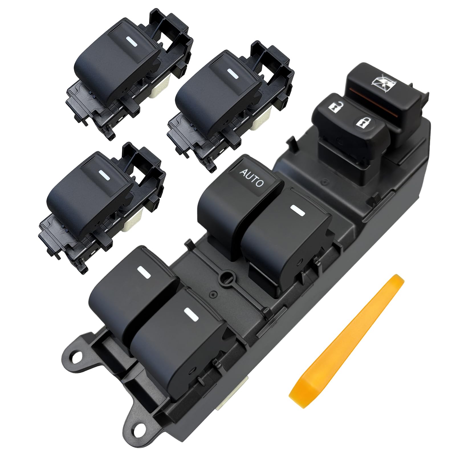 Photo 1 of BELGEMAY Window Switch Assembly with 3 Single Switches & LED Backlight, Compatible with Toyota Tundra/Sequoia 2007-2021 Models (Driver Side + Passenger/Rear Doors) (Four-Door Window Switch, Ice Blue)