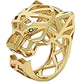 AIKAITUO 14K Gold Open 3D Mesh Leopard Head Ring & Stylish Personalised Ladies Jewellery Holiday Gifts