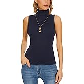 ROW 8 ROW Sleeveless Turtleneck Tops for Women Ribbed Slim Fit Knit Tank Top High Neck Sweater Vest