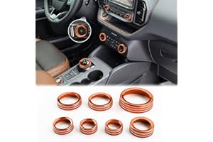 auovo Air Conditioner Knob Cover for Ford Bronco Sport Accessories 2021-2024 AC Knob Cover Headlight Switch Knob 4WD Wheel Drive Gear Shift Switch Knob Cover 7pcs Orange (Not fit for Bronco)