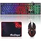 BlueFinger RGB Gaming Keyboard and Backlit Mouse Combo, USB Wired Backlit Keyboard, LED Gaming Keyboard Mouse Set for…